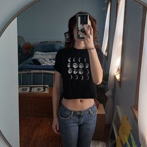 Black moon phase crop top small